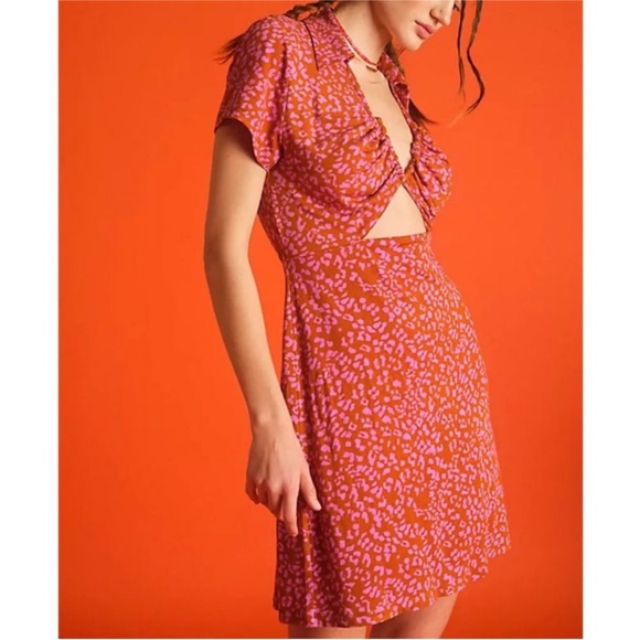 Free People Medium New with Tags NWT Marsaille Mini Dress Rust Print - Picture 8 of 12